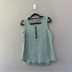 Jane and Delancey tank top green white stripe size large l